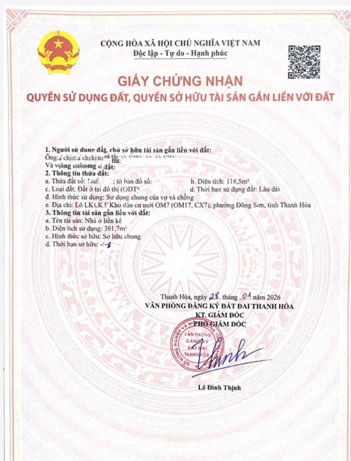 Nhà Phố Mặt Tiền 39m - TT Rừng Thông, Thanh Hóa - 118m², Sổ Đỏ Giá 6 Tỷ