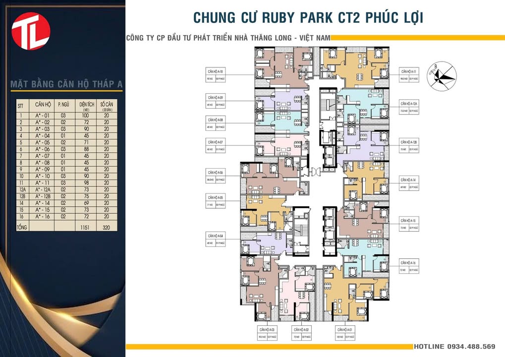 Căn hộ Ruby Park Phúc Lợi 73m² 4.745 tỷ - Căn góc view rộng