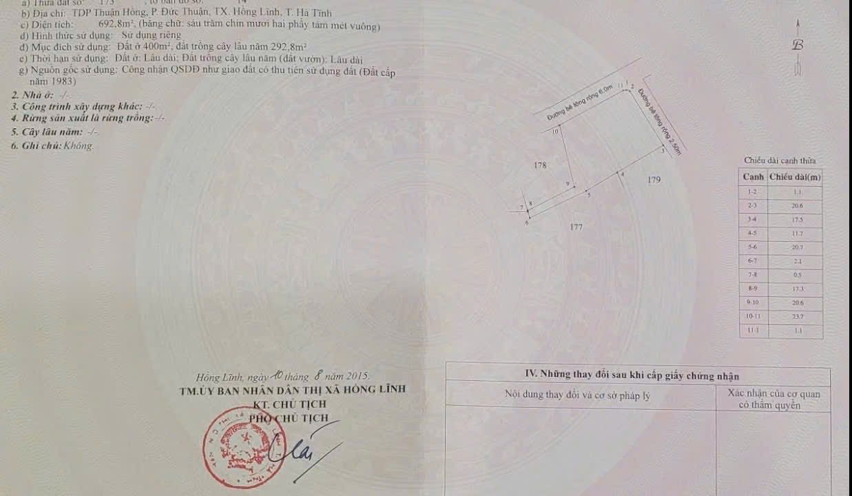 Đất nền Hồng Lĩnh 692m² - 2 mặt tiền, tiềm năng tăng giá!