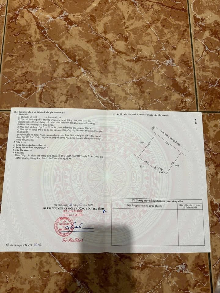 Bán đất mặt tiền Quốc lộ 1A Hồng Lĩnh 525m² - Vị trí đắc địa!