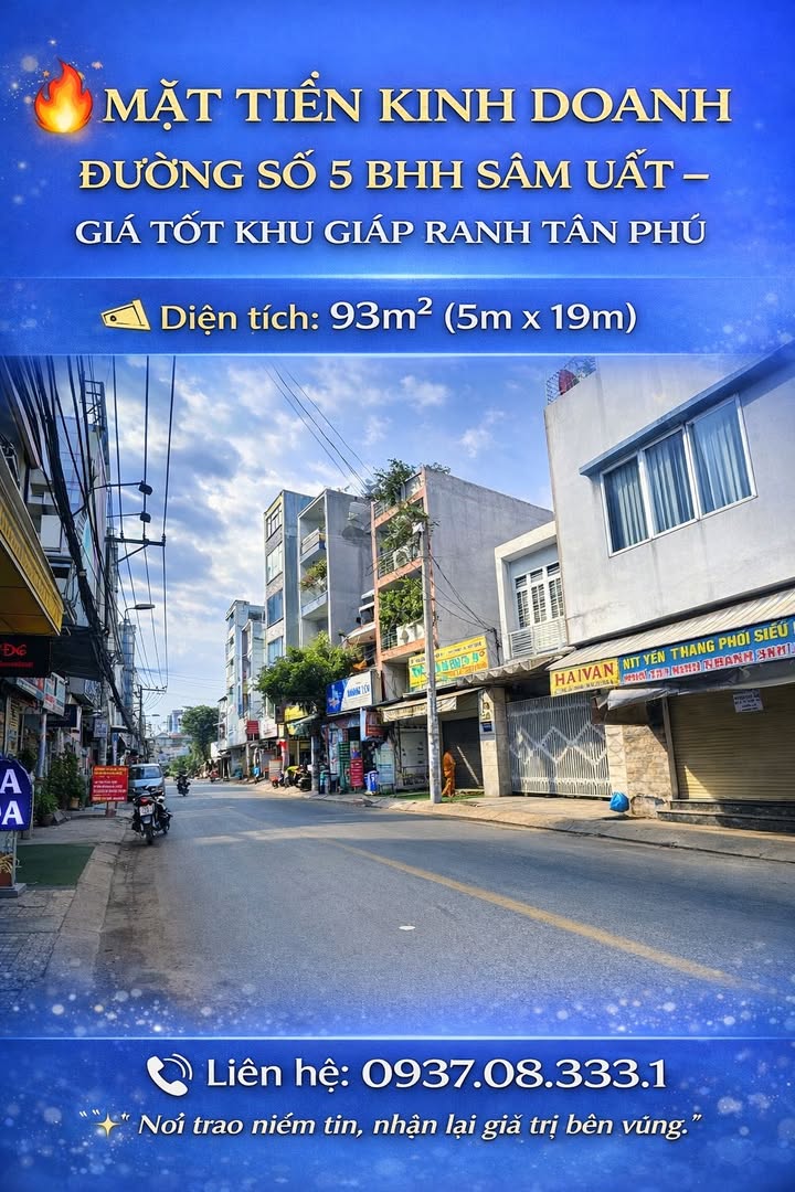 Bán nhà mặt tiền Đường số 5 Bình Tân 93m² - Vị trí đắc địa kinh doanh ngay!