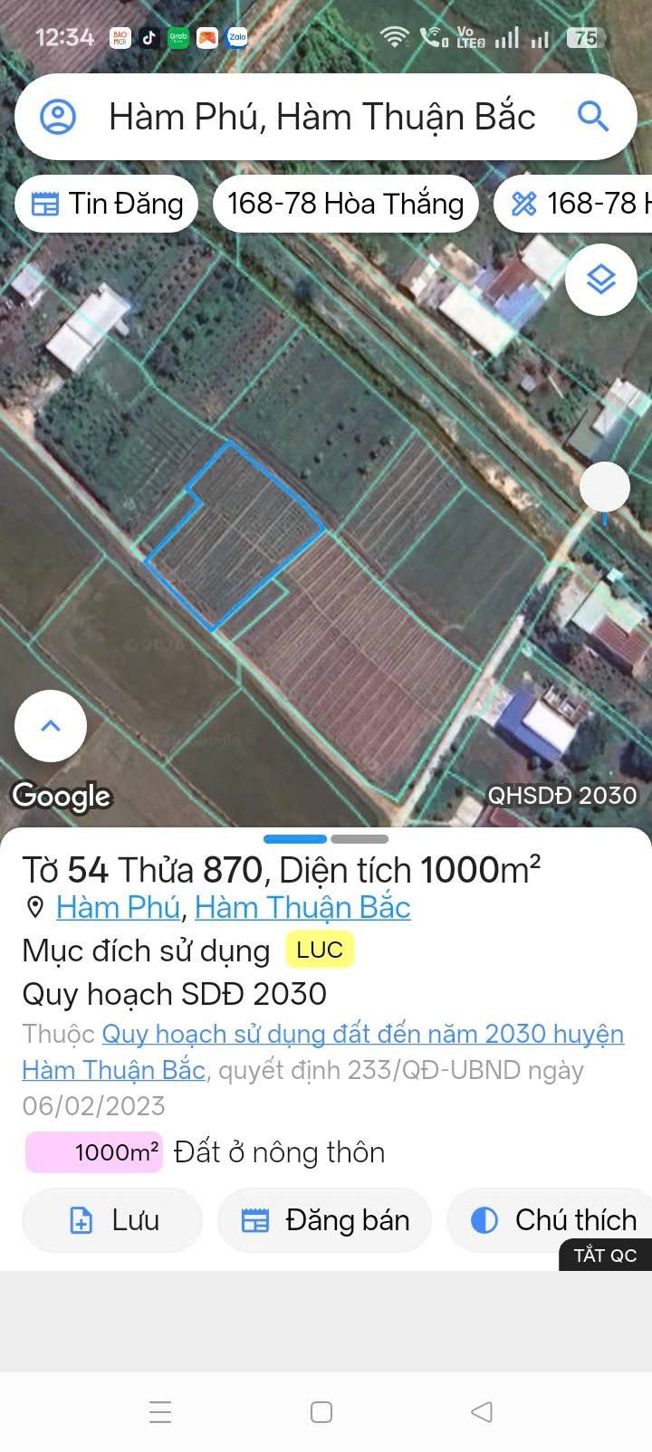 Đất nền Hàm Phú Hàm Thuận Bắc 1000m² giá 400 triệu - Sổ đỏ chính chủ!