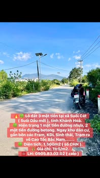 Đất Vườn Cam Lâm 1500m² Sổ Hồng - 3 Mặt Tiền Giá Đầu Tư