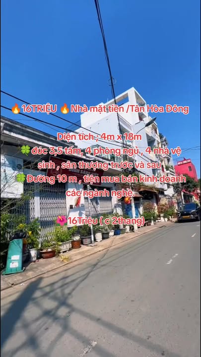 Nhà Mặt Tiền Tân Hòa Đông, Bình Tân - Kinh Doanh Đa Ngành, 72m², 16 Triệu/Tháng