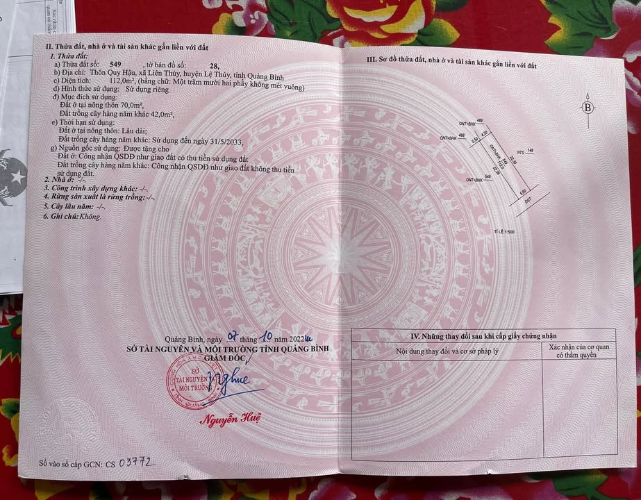 Đất nền Lệ Thủy, Quảng Bình - Đầu tư 400-600 triệu, sổ đỏ sẵn, ô tô vào nhà