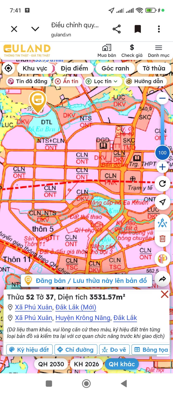 Đất nền Phú Xuân Krông Năng 840m² - Sổ đỏ thổ cư, view hồ