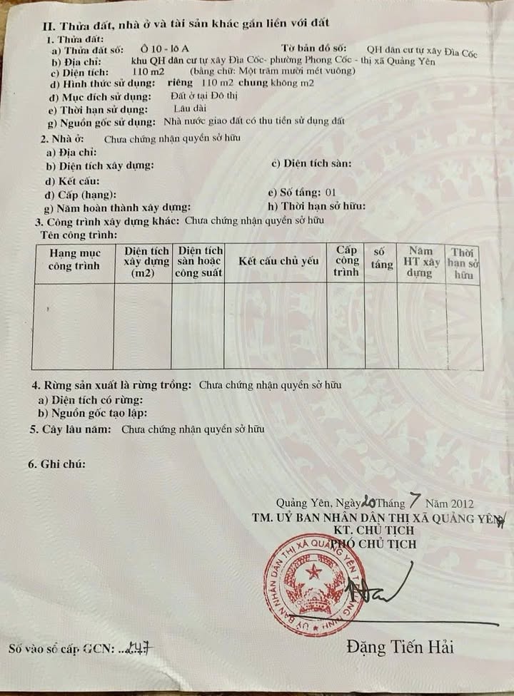 Đất mặt tiền Chợ Cốc Quảng Yên 110m² - Vị trí vàng kinh doanh đắc địa!