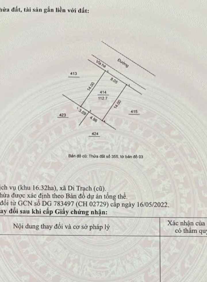 Đất Dịch Vụ Di Trạch Hoài Đức 113m² Hướng Bắc - Sổ Đỏ Sẵn Sàng