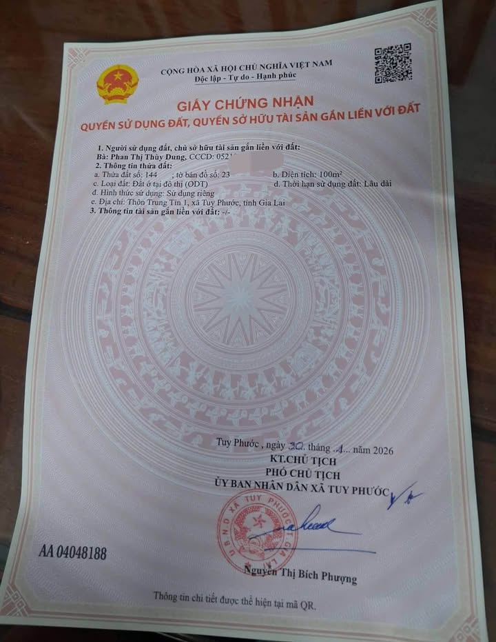 Đất Nền Tuy Phước 100m² - Gần Trường Cấp 2, Trung Tâm Thị Trấn