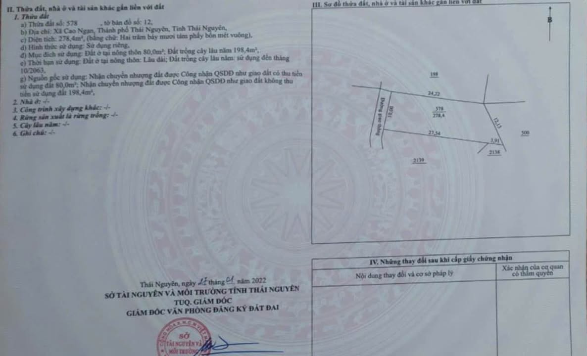 Đất nền 278.4m² sát Danko, Thái Nguyên - Hơn 1.7 tỷ, sổ đỏ thổ cư