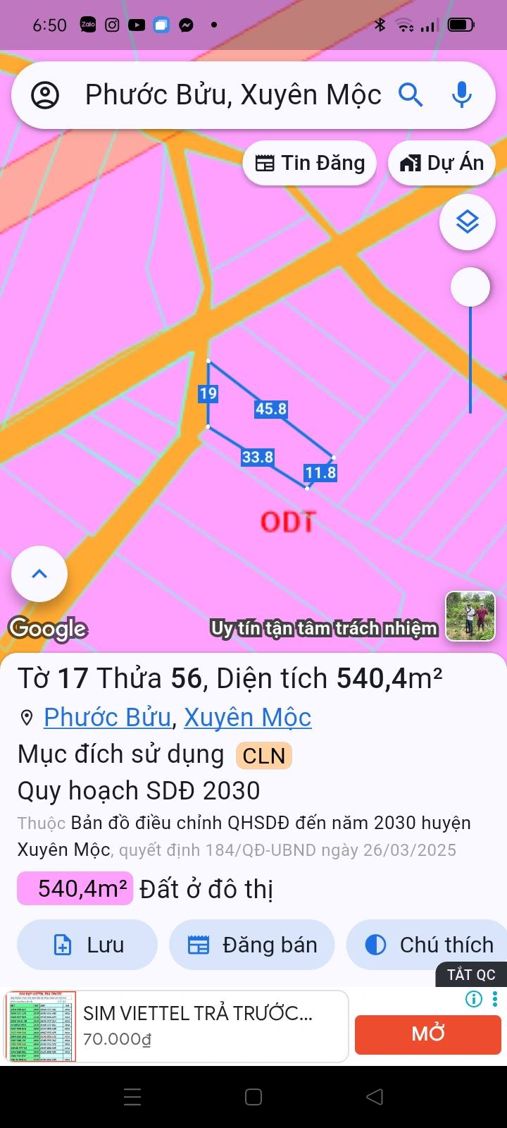 Đất nền Phước Bửu Xuyên Mộc 540m² giá 2.5 tỷ - Sổ hồng chính chủ