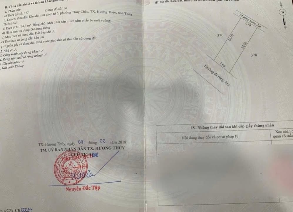 Đất nền Thủy Châu, Hương Thủy 168m² - Pháp lý rõ ràng!