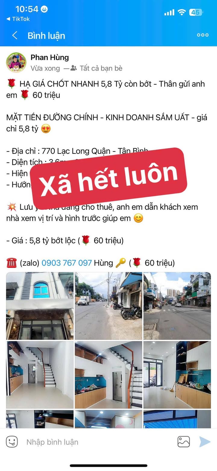 Nhà phố Lạc Long Quân, Tân Bình 28m² - Giá 5.8 tỷ, mặt tiền kinh doanh!