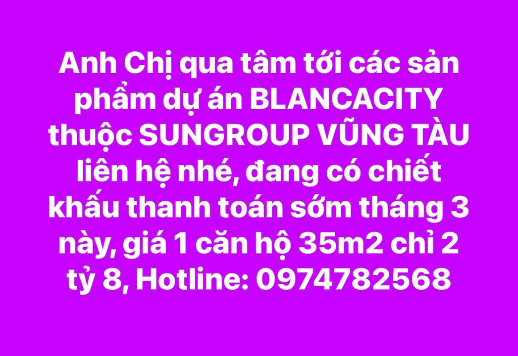 Căn hộ Blancacity Vũng Tàu 35m² - Giá 2.8 tỷ, Chiết khấu Sốc Tháng 3!