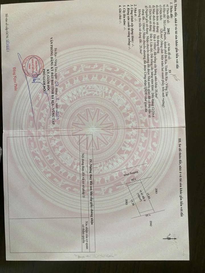 Đất nền Long Phước Bà Rịa 119m² - Sổ đỏ chính chủ