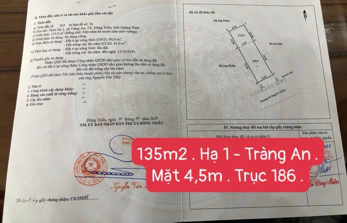 Đất nền Khu Hạ 1, P. Tràng An, Đông Triều 135m² - Kinh doanh đắc địa!