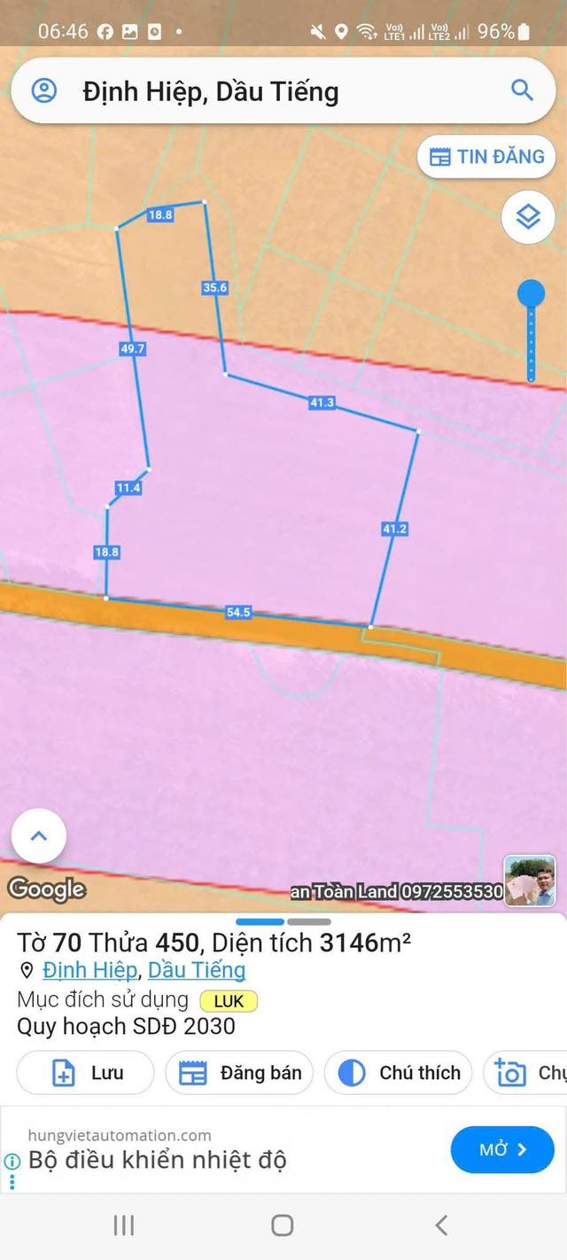 Bán đất Dầu Tiếng 3000m² giá 2.16 tỷ - Quy hoạch đất ở cực đẹp