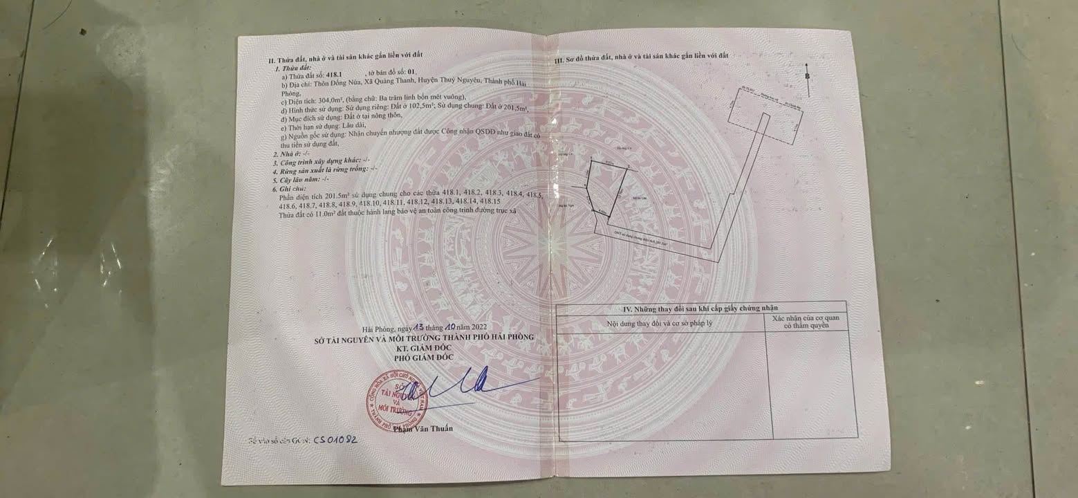 Đất nền Quảng Thanh Thuỷ Nguyên 102m² 600tr - Sổ đỏ chính chủ