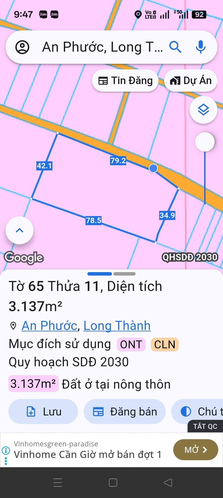 Đất Vàng 1080m² An Phước, Long Thành - Sổ Đỏ Thổ Cư 100%, Giá 13.5 Tỷ