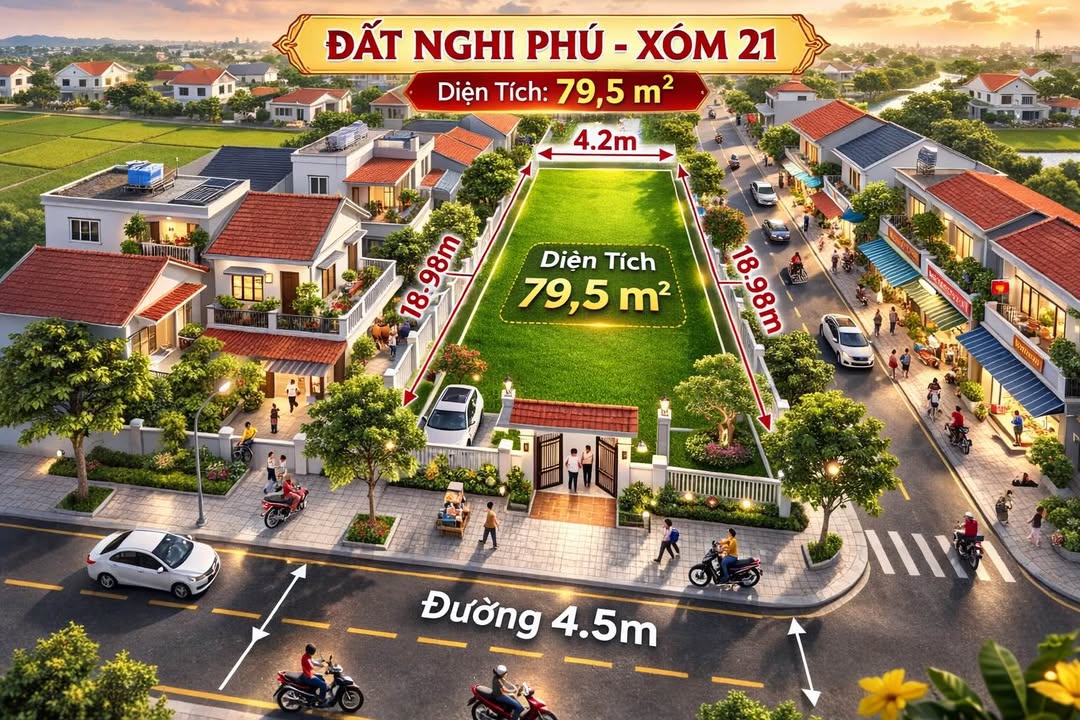 Đất nền Nghi Phú TP Vinh 79.5m² gần đường 72m - Sổ đỏ chính chủ