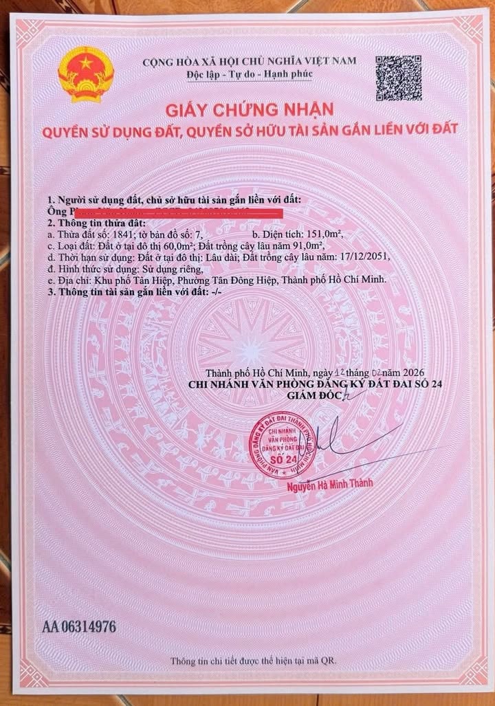 Đất nền Dĩ An 152m² giá 2.9 tỷ - Sổ hồng sẵn sàng!