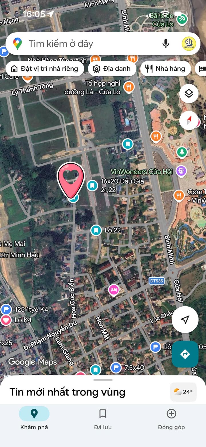 Đất nền Nghi Hương 175m² sát VinWonders Cửa Hội - Sổ đỏ chính chủ