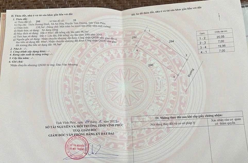 Đất nền An Hòa, Tam Dương 140m² - Mặt tiền 7m, giá chỉ 5xx triệu