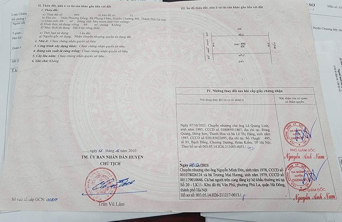 Bán Đất Phượng Đồng Hà Đông 69m² Sổ Đỏ Full Thổ Cư, Oto Vào Nhà