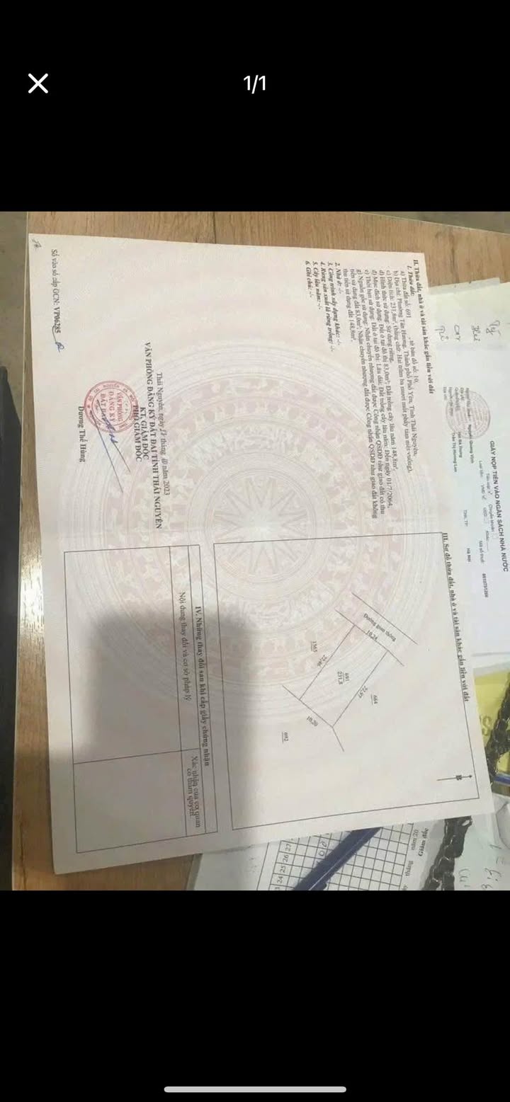 Bán đất Tân Hương Phổ Yên 231m² - Sổ đỏ chính chủ sẵn sang tên