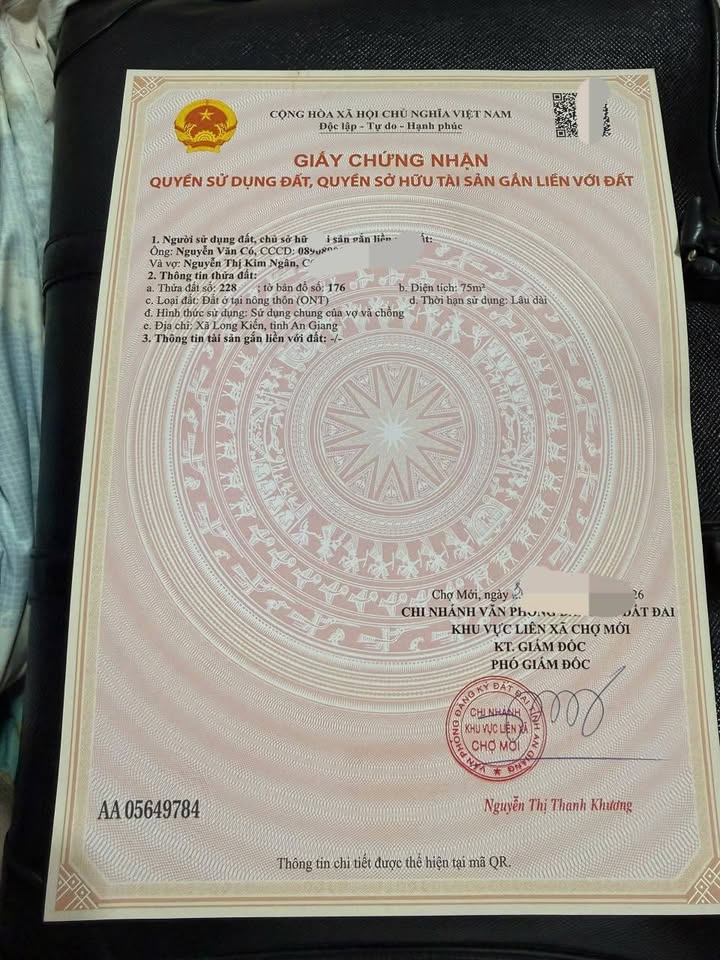 Bán Đất Chính Chủ 150m² KDC Long Bình, An Giang - Sẵn Nhà, Ngay Chợ