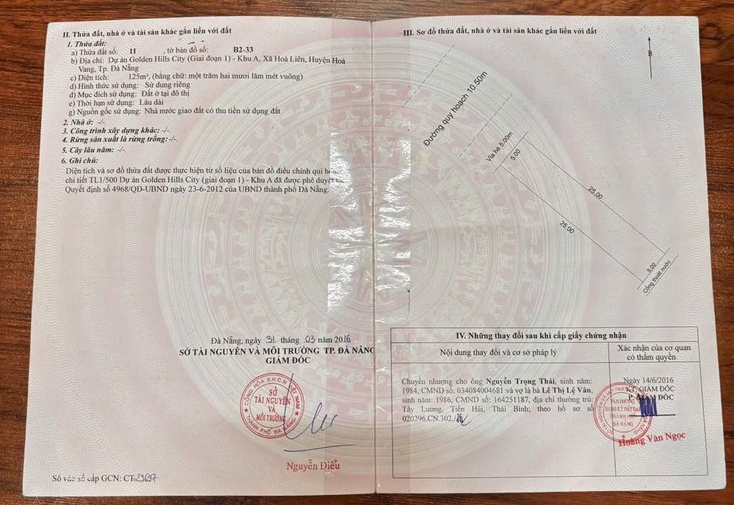 Đất Vàng Golden Hills Đà Nẵng - 125m² Hướng Tây Bắc - Giá 4.2 Tỷ