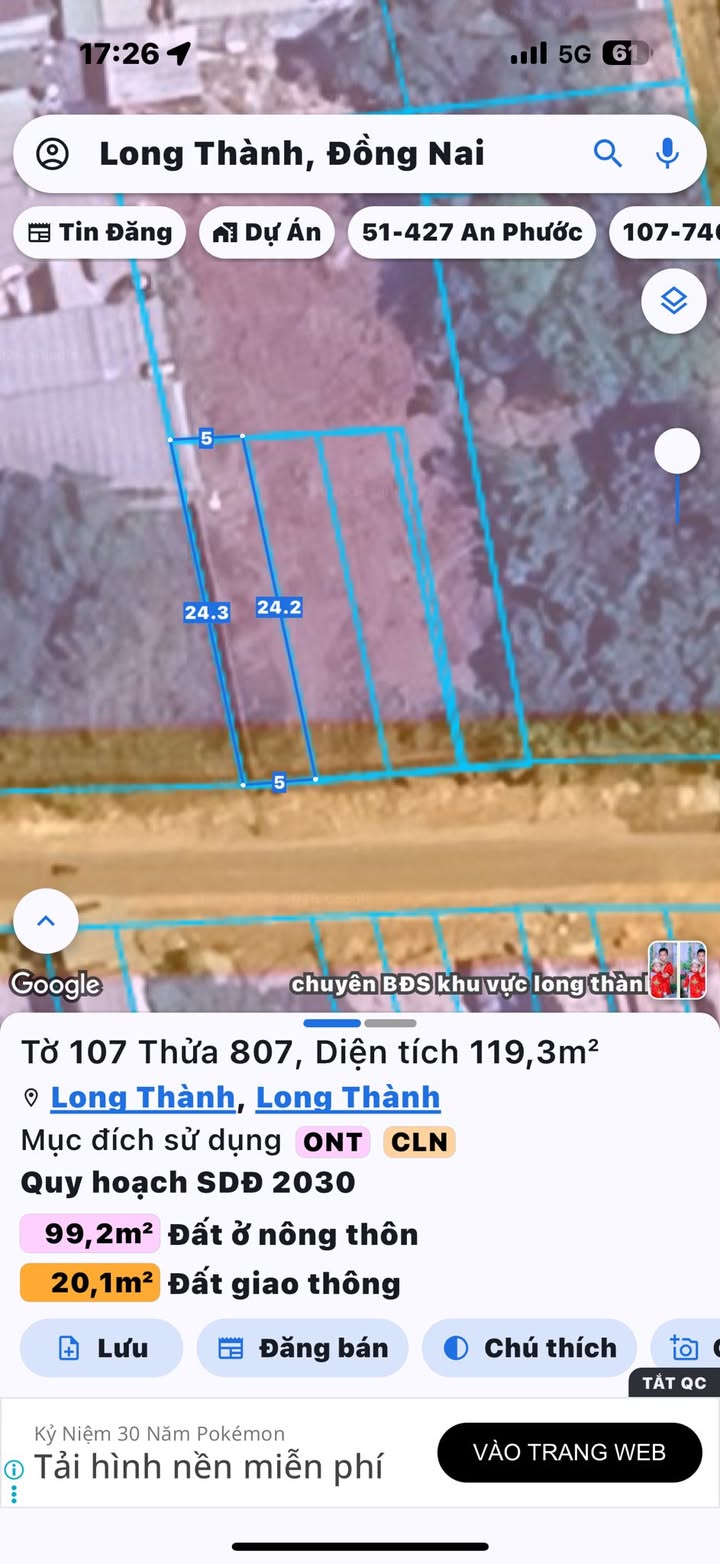 Đất nền Mặt tiền Bưng Cơ, Long Thành - 120m² Thổ cư, Kinh doanh đắc địa