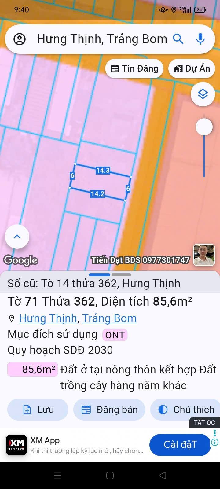 Đất nền Xã Hưng Thịnh Trảng Bom 84m² - Sổ đỏ chính chủ