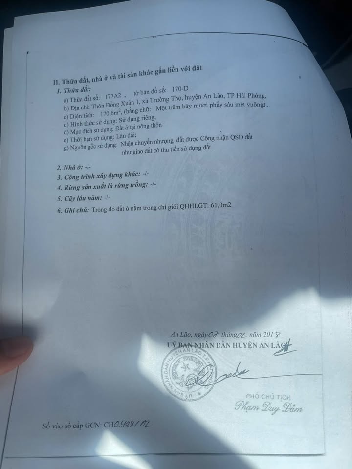 Bán Đất An Lão 170.6m² Sổ Đỏ Thổ Cư - Kinh Doanh/Định Cư Tốt