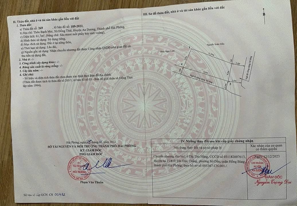 Bán đất An Dương Hải Phòng 61.7m² giá 1.48 tỷ - Sổ đỏ chính chủ