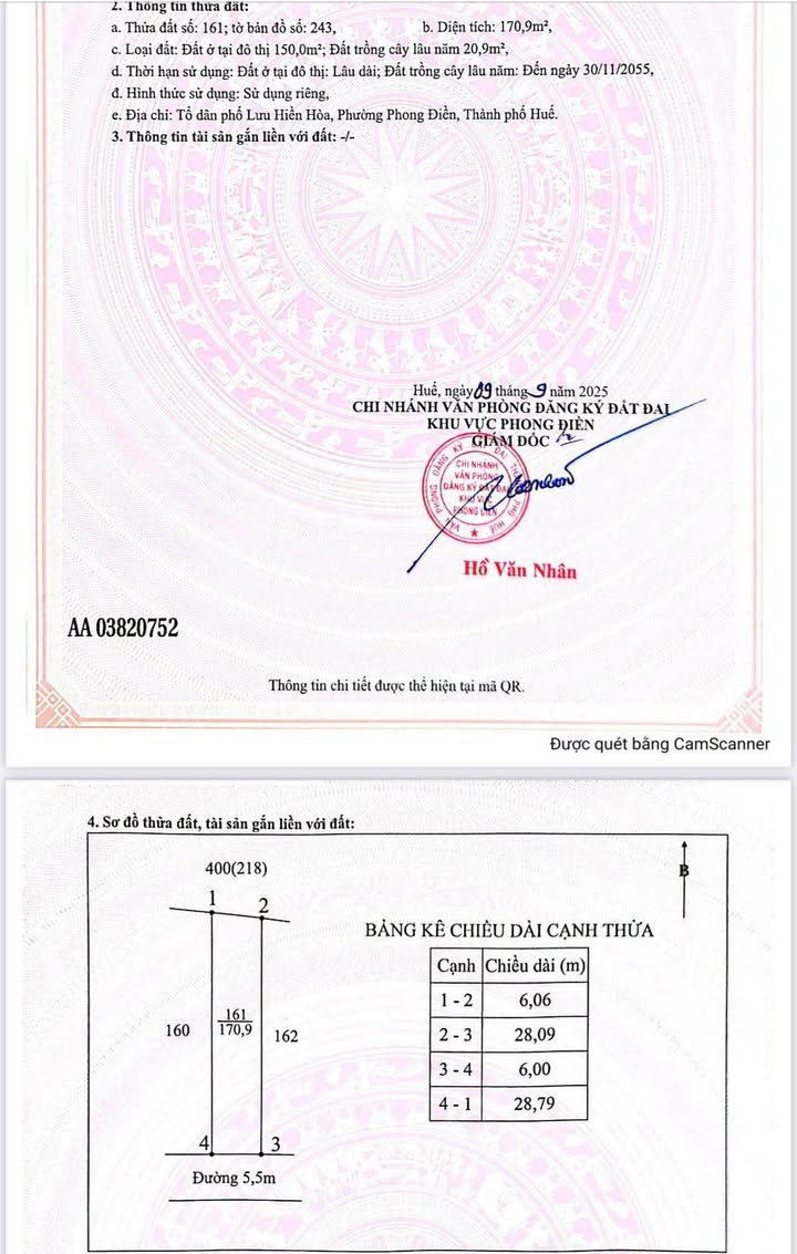 Đất nền 171m² Phường Phong Điền, TX Quảng Trị - Giá F0 180 triệu