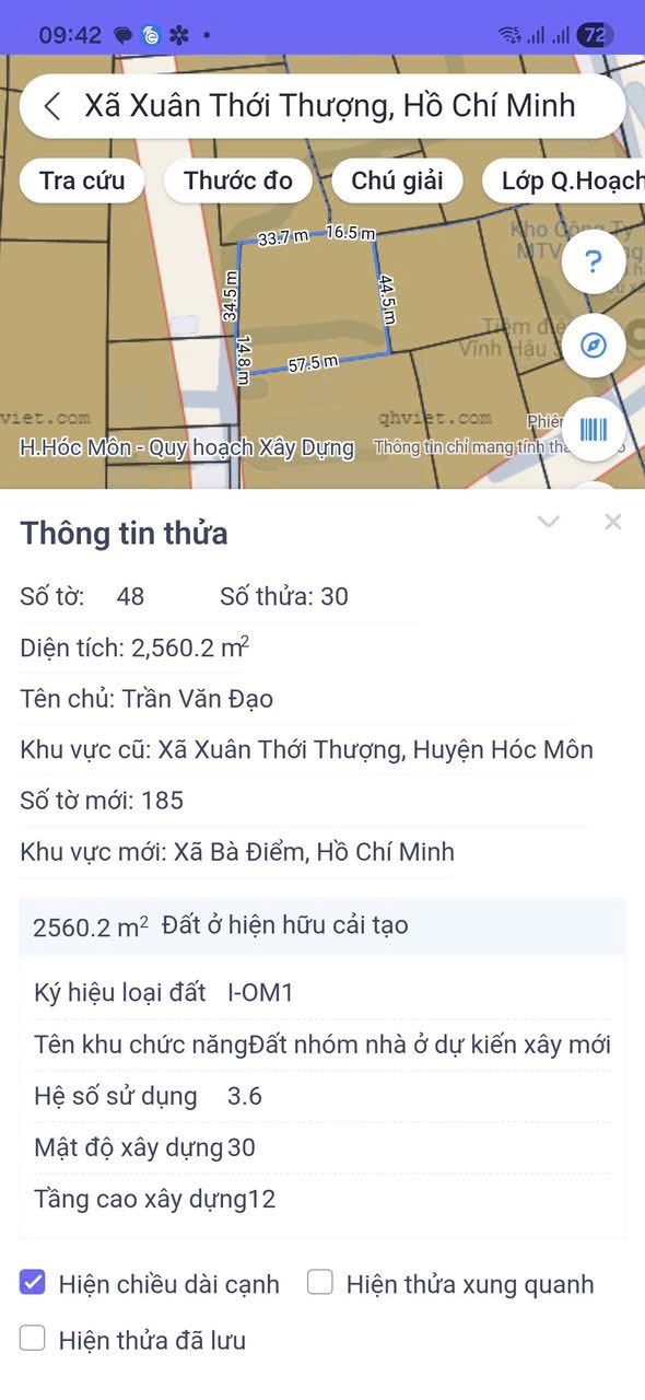 Đất nền Bà Điểm Hóc Môn 1560m² - Sổ đỏ chính chủ, tiềm năng tăng giá!
