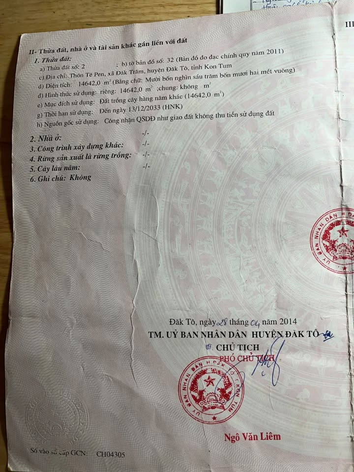 Đất vườn Tê Pen Kon Tum 15.000m² 450 triệu - Đầu tư dài hạn