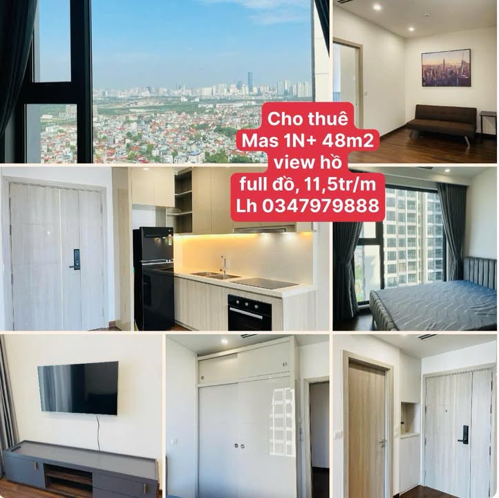 Cho thuê căn hộ 1PN+ Masteri Vinhomes Smart City 48m² - View Hồ, Full Nội Thất