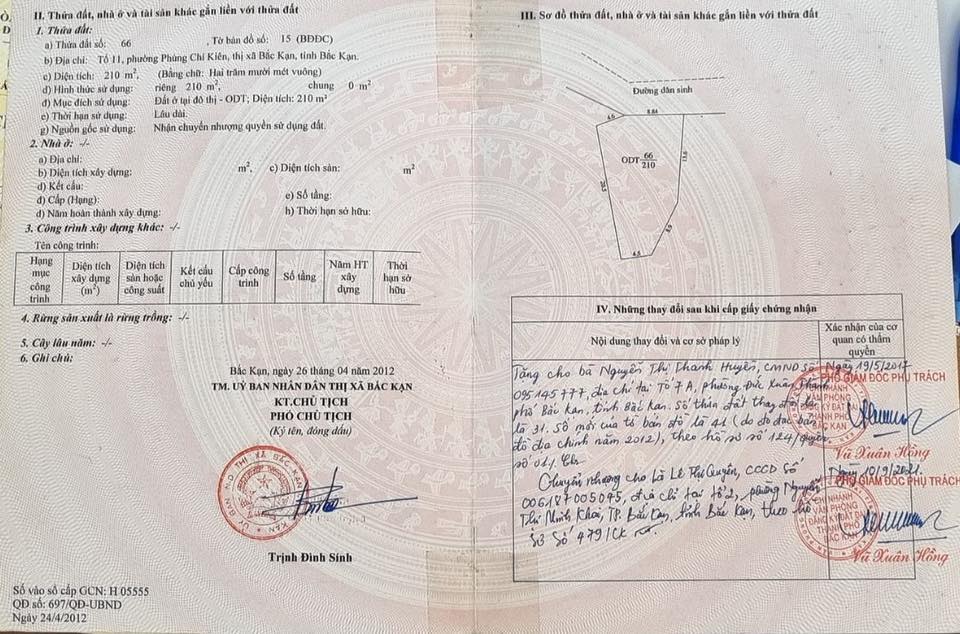 Bán đất Phường Phùng Chí Kiên 210m² giá 800 triệu - Sổ đỏ chính chủ