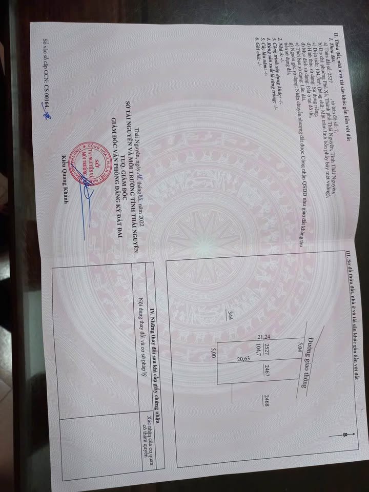 Đất thổ cư 105m² Phường Phú Xá, Thái Nguyên - Sổ đỏ sẵn sàng, giá nhỉnh 1 tỷ