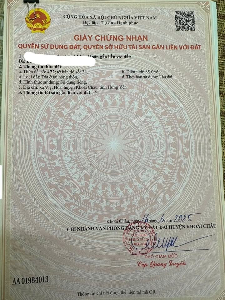 Đất Nền Yên Khê Khoái Châu 85m² Sổ Đỏ Sẵn Sàng - Giá 1.x Tỷ