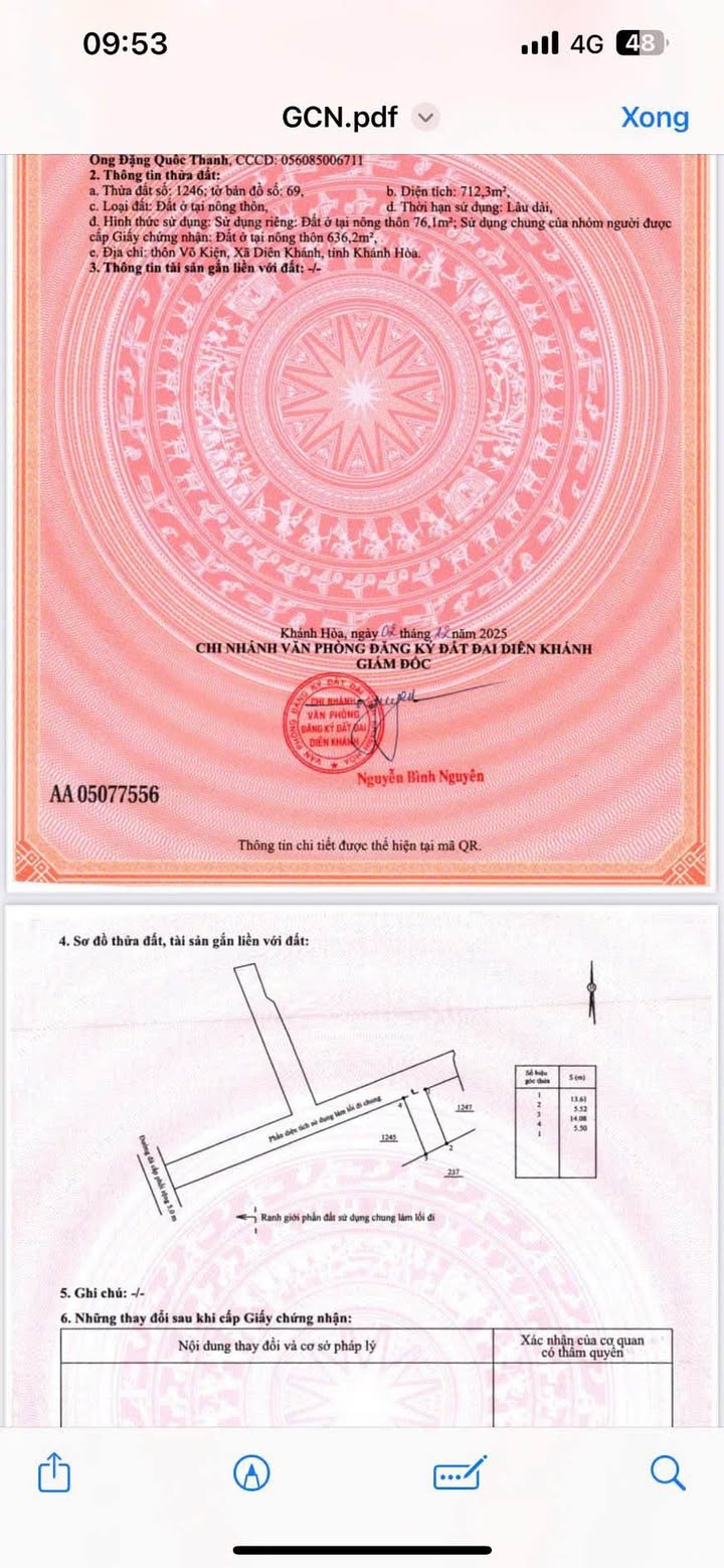 Đất nền Diên An, Diên Khánh 71m² - Sổ đỏ sẵn sàng, giá đầu tư 1.35 tỷ