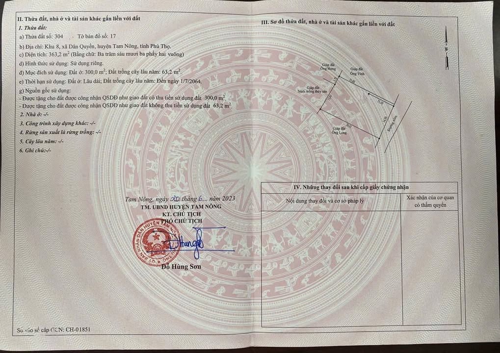 Bán Gấp Nhà Mái Bằng 363m² Thổ Cư Xã Dân Quyền, Tam Nông, Phú Thọ - Sẵn Sàng Ở Ngay