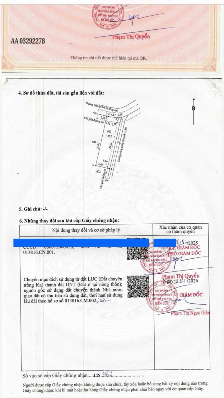 Đất nền Bến Lức Long An 157m² 720 triệu - Sổ đỏ chính chủ