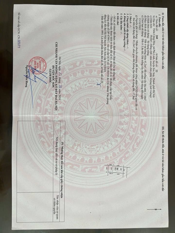 Đất Sóc Sơn 2401m² - Mặt tiền 49m - Sổ đỏ chính chủ - Giá đầu tư 1.3 tỷ