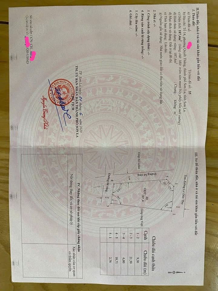 Đất nền Lê Đức Thọ Sơn La 187.4m² – Tiềm năng tăng giá vượt trội!