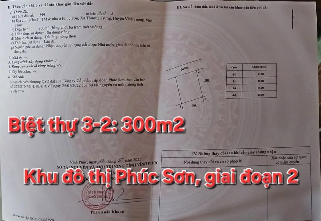 Bán Lô Biệt Thự Phúc Sơn 300m² - Sát Góc, Cạnh Vườn Hoa, Giá Tốt