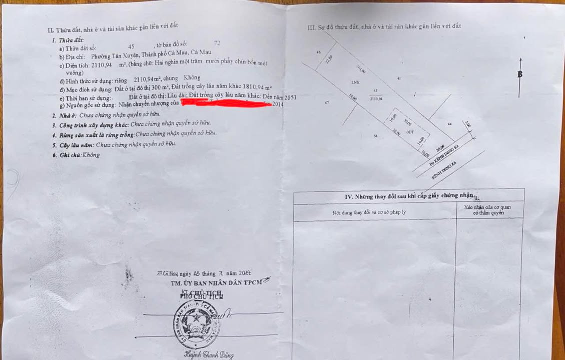 Đất nền Cà Mau 2110m² - Sổ hồng chính chủ, ô tô tận nơi
