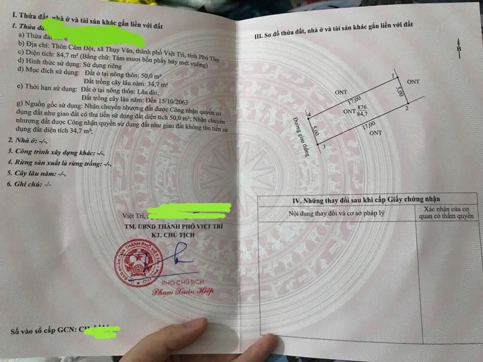 Đất nền Cẩm Đội, Việt Trì 800 triệu - Sổ đỏ chính chủ!